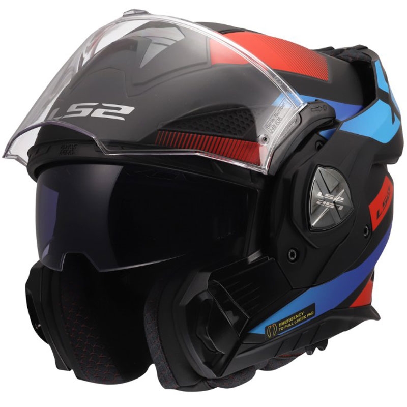Casco moto modulare LS2 FF901 Advant X Nova nero opaco-rosso-blu