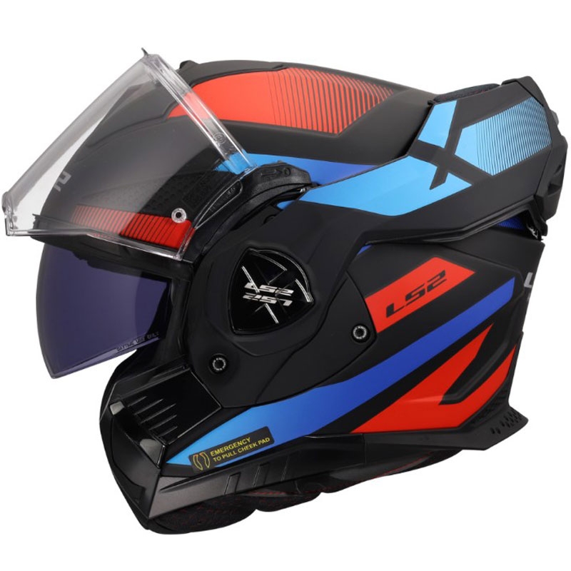 Casco moto modulare LS2 FF901 Advant X Nova nero opaco-rosso-blu