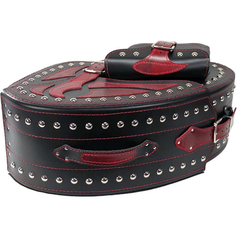 Borse laterali in pelle per moto con rivetti RSA S261B nero-rosso