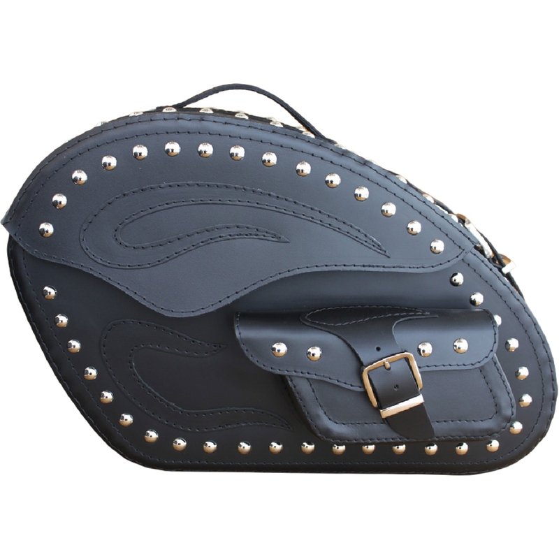 Borse laterali in pelle per moto con rivetti RSA S266B nere