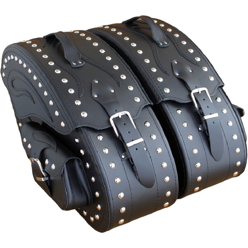 Borse laterali in pelle per moto con rivetti RSA S266B nere