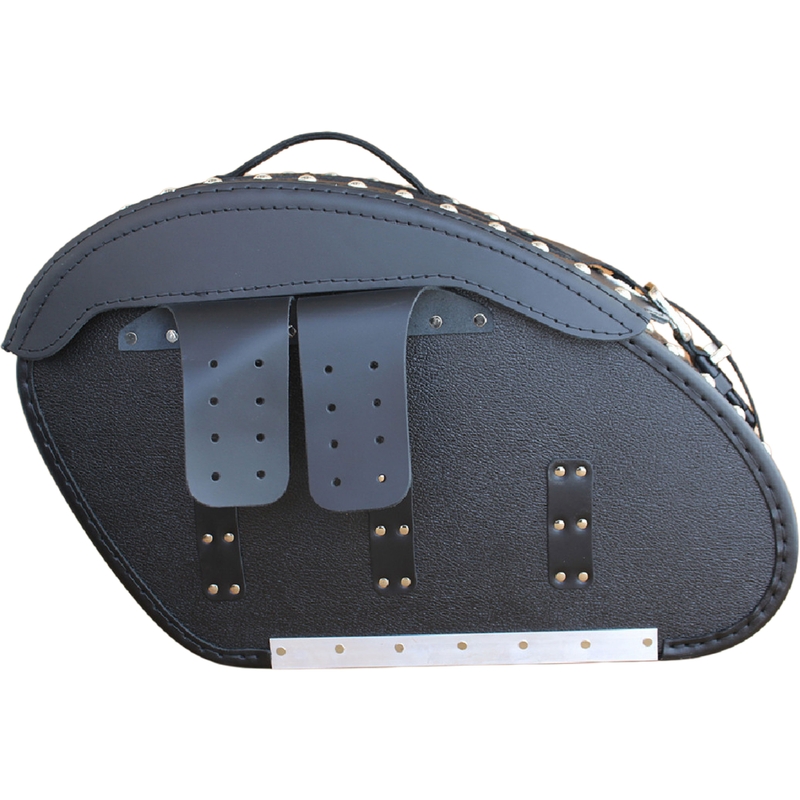 Borse laterali in pelle per moto con rivetti RSA S266B nere