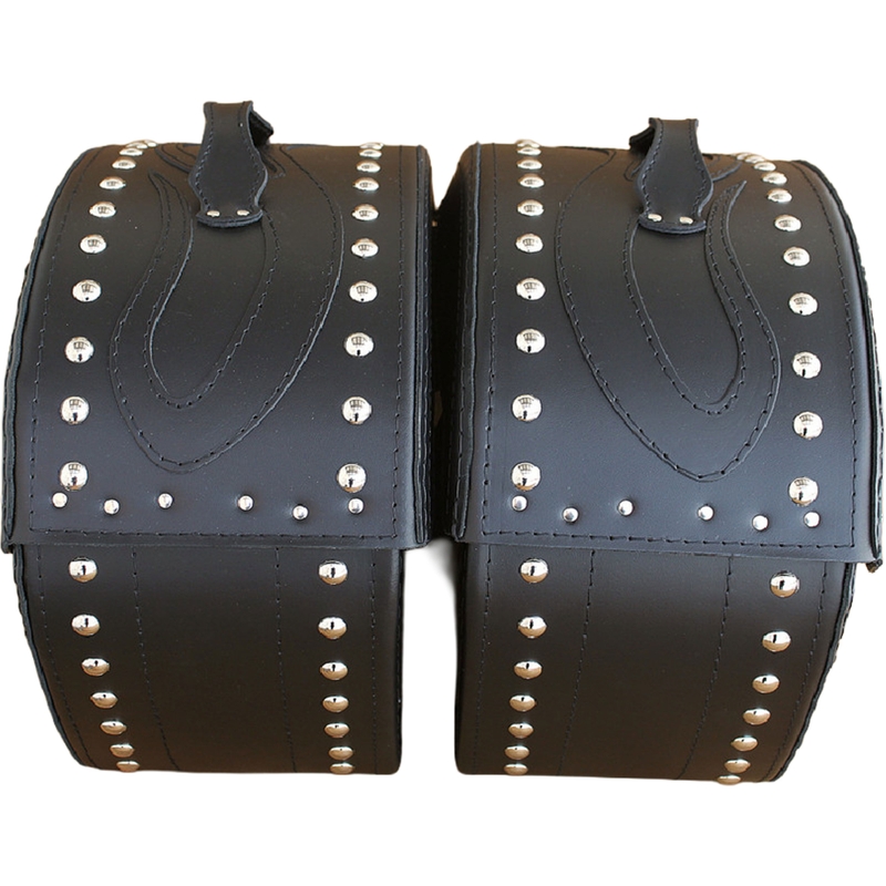 Borse laterali in pelle per moto con rivetti RSA S266B nere