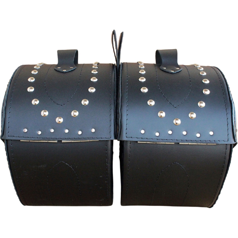 Borse laterali in pelle per moto con rivetti RSA S263B nere