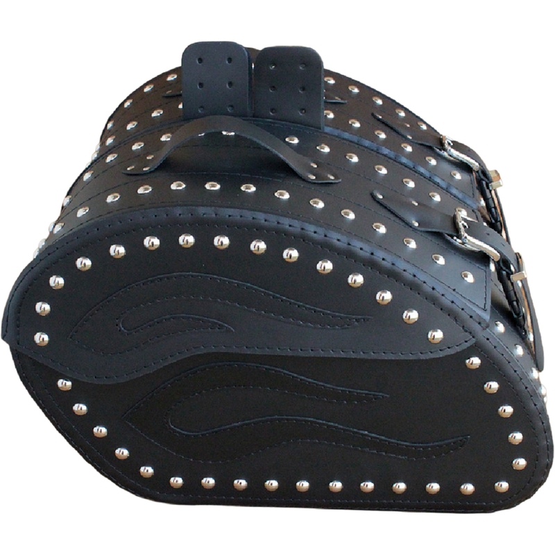 Borse laterali in pelle per moto con rivetti RSA S263B nere