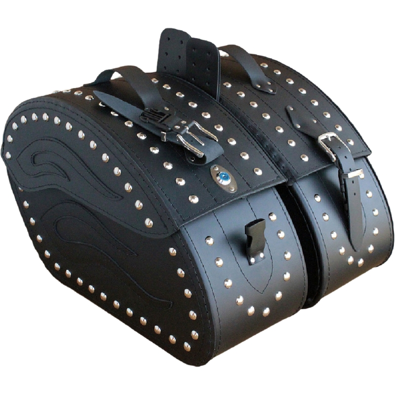 Borse laterali in pelle per moto con rivetti RSA S263B nere