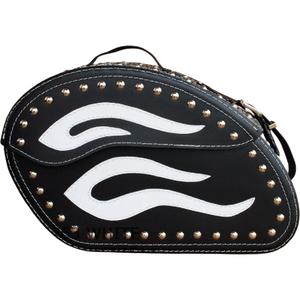 Borse laterali in pelle per moto con rivetti RSA S263B nero-bianco