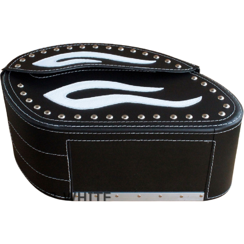 Borse laterali in pelle per moto con rivetti RSA S263B nero-bianco