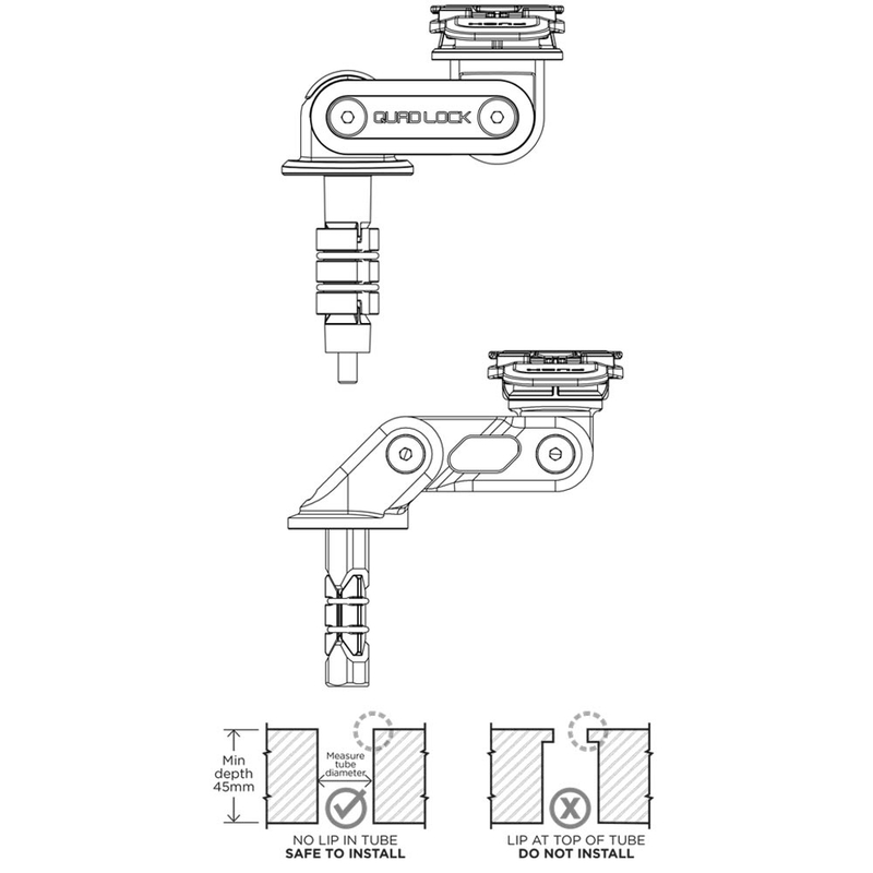 Supporto per piantone dello sterzo Quad Lock® nero