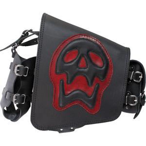 Borsa da moto in pelle RSA S493 Skull HD Softail nero-rosso
