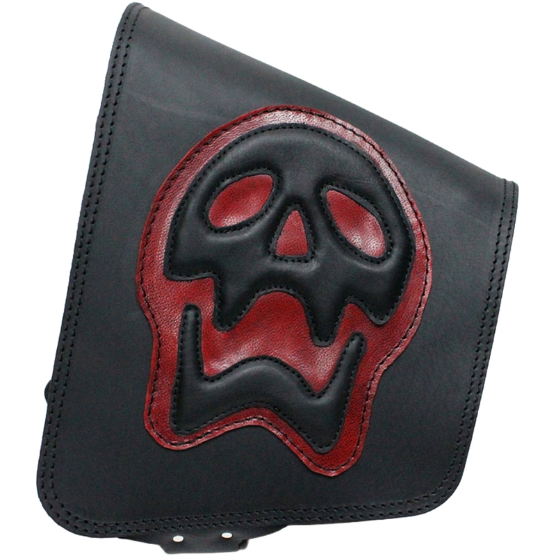 Borsa da moto in pelle RSA S493 Skull HD Softail nero-rosso