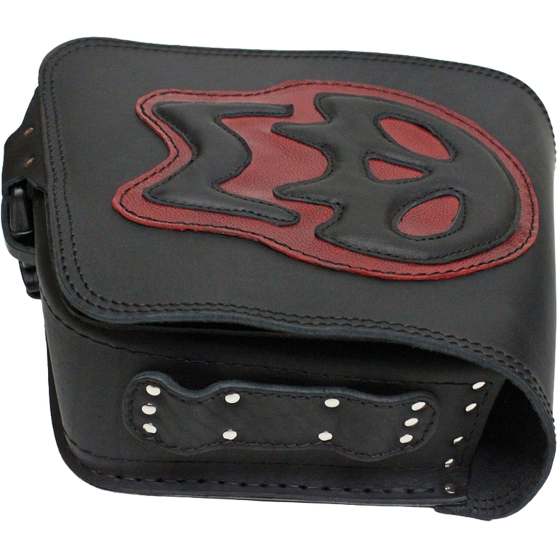 Borsa da moto in pelle RSA S493 Skull HD Softail nero-rosso
