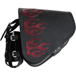 Borsa da moto in pelle RSA S63 Flame HD Softail nero-rosso