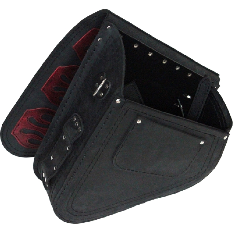 Borsa da moto in pelle RSA S63 Flame HD Softail nero-rosso