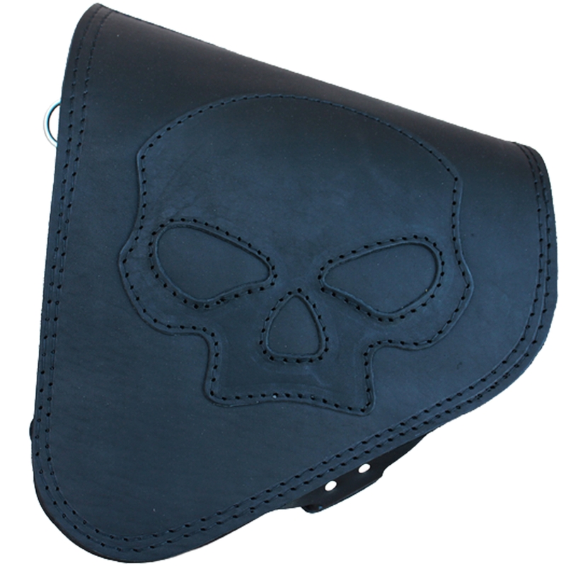 Borsa da moto in pelle RSA S63 Skull HD Softail nera