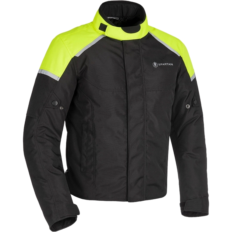Giacca da moto Oxford Spartan Short WP nero-giallo fluo