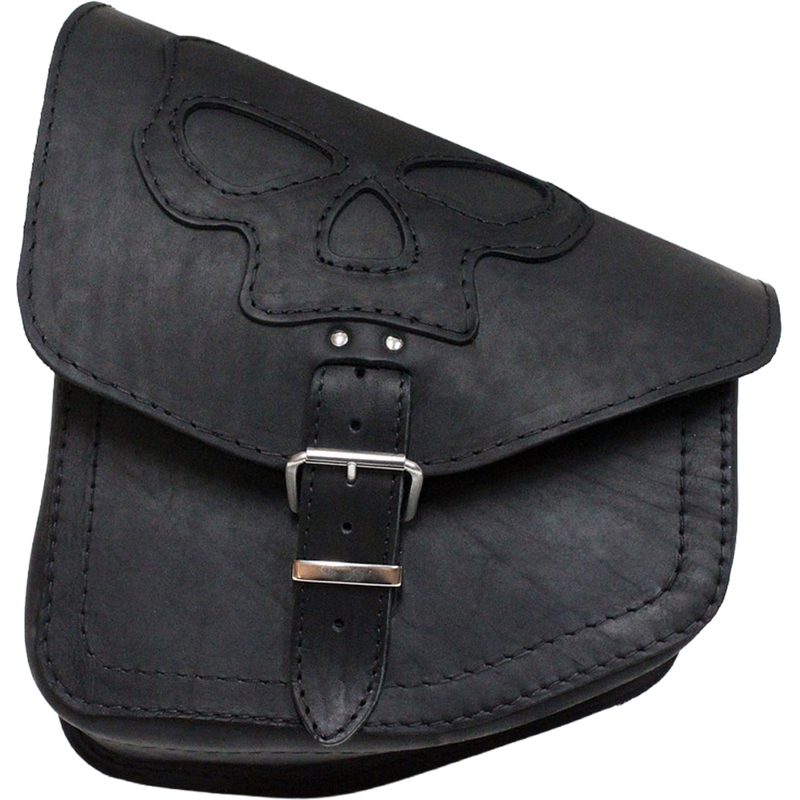 Borsa da moto in pelle RSA S66 Skull HD Softail nera