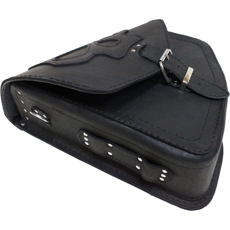 Borsa da moto in pelle RSA S66 Skull HD Softail nera