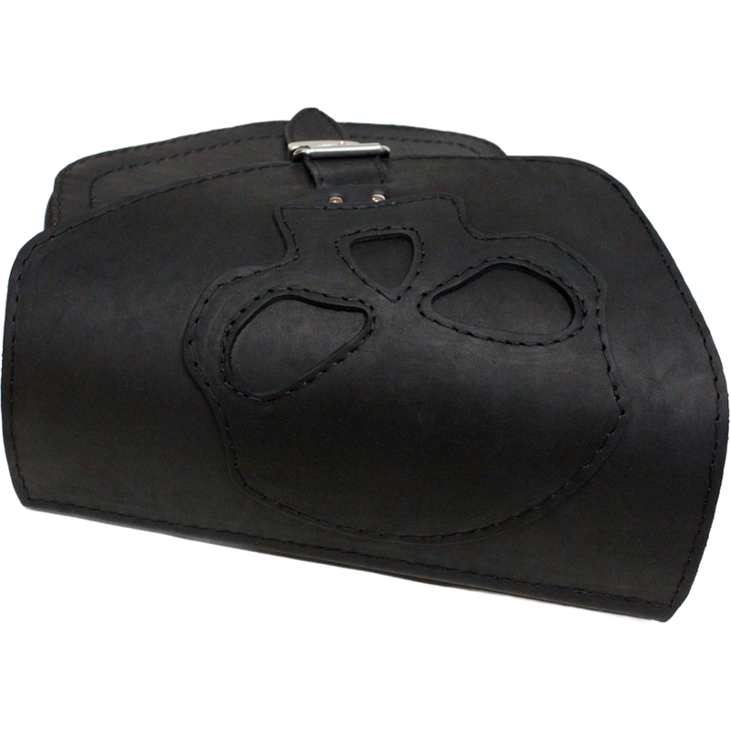 Borsa da moto in pelle RSA S66 Skull HD Softail nera