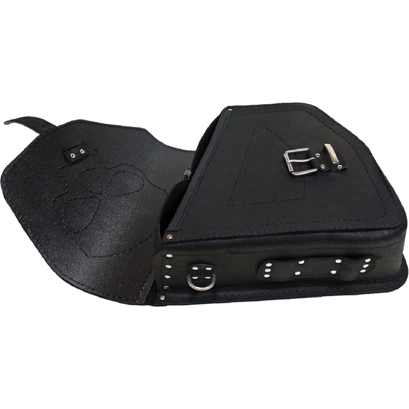 Borsa da moto in pelle RSA S66 Skull HD Softail nera