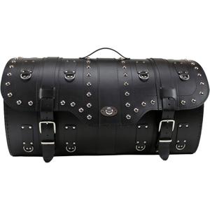 Valigia in pelle per moto con serratura e rivetti RSA K160 nera