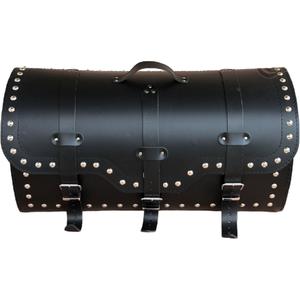 Valigia in pelle per moto con serratura e rivetti RSA K165 nera