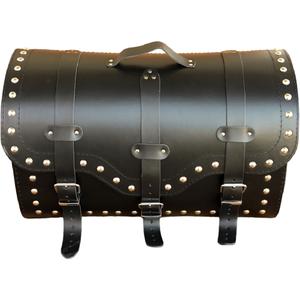 Valigia in pelle per moto con serratura e rivetti RSA K155 nera