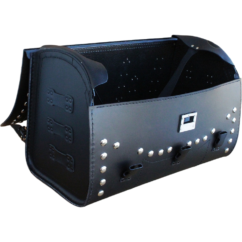 Valigia in pelle per moto con serratura e rivetti RSA K451 nera