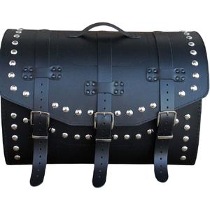 Valigia in pelle per moto con serratura e rivetti RSA K451 nera