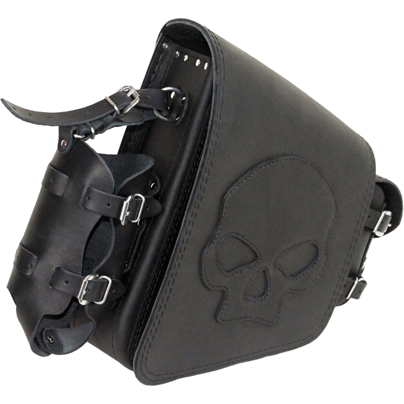 Borsa da moto in pelle RSA S494 Skull HD Softail nera