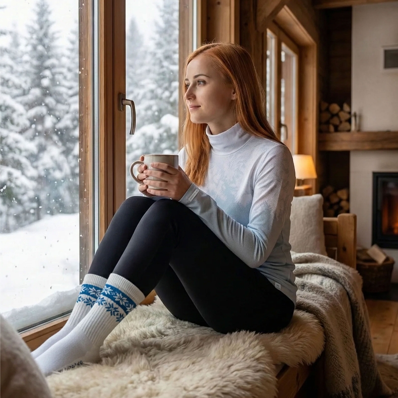 Maglietta termica da donna nanosilver® Frozen blu-bianco II
