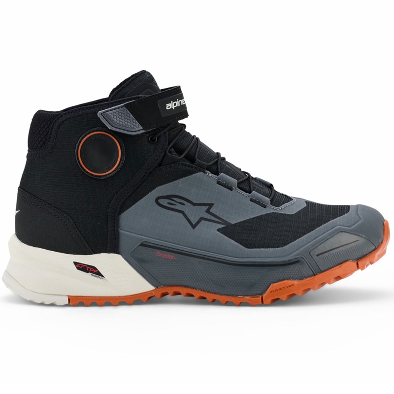 Stivali da moto Alpinestars CR-X Drystar nero-grigio scuro-arancione