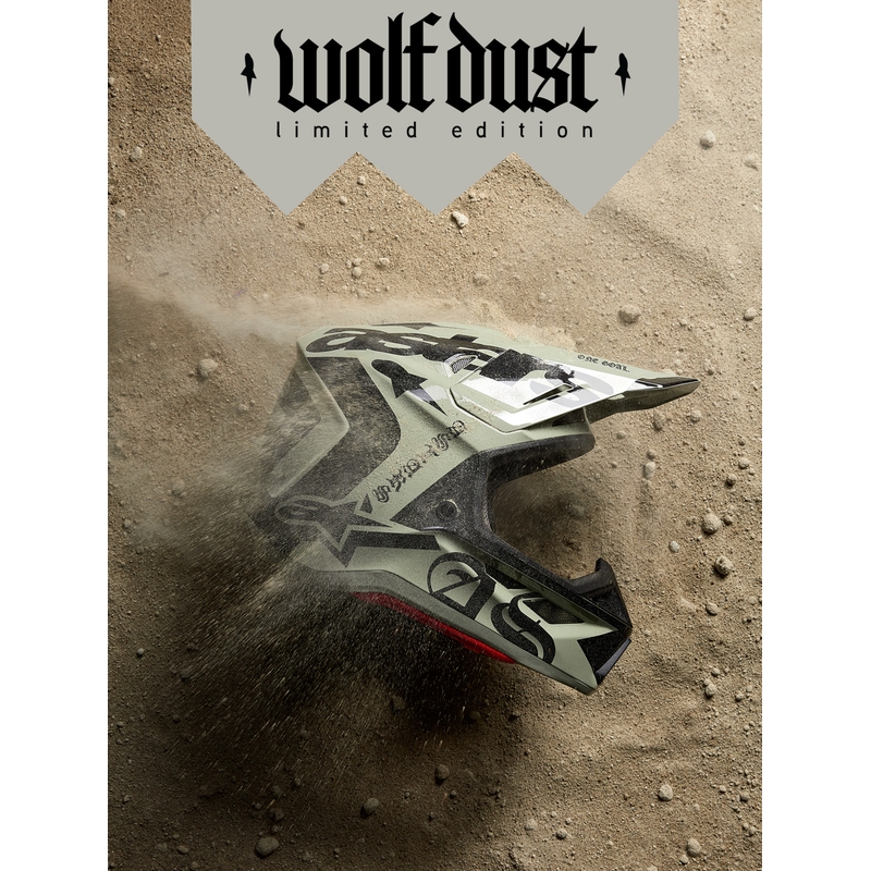 Casco da motocross Alpinestars Supertech S-M7 edizione limitata Wolf Dust sabbia-nero