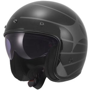 Casco da moto jet LS2 OF601 Bob II Cosmic nero-grigio lucido