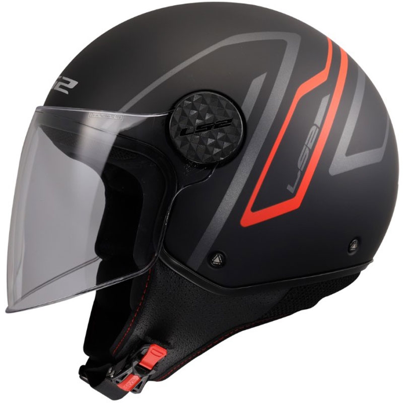 Casco moto jet LS2 OF558 Sphere Lux II Minimum nero-rosso
