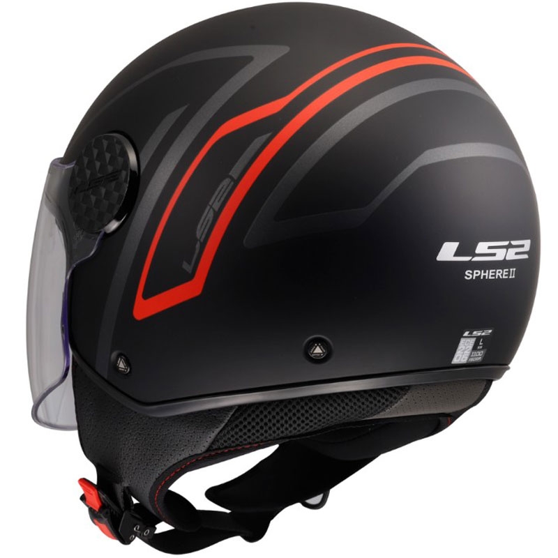 Casco moto jet LS2 OF558 Sphere Lux II Minimum nero-rosso