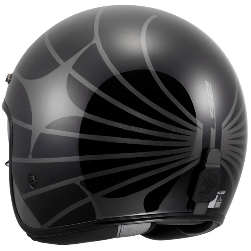 Casco da moto jet LS2 OF601 Bob II Cosmic nero-grigio lucido