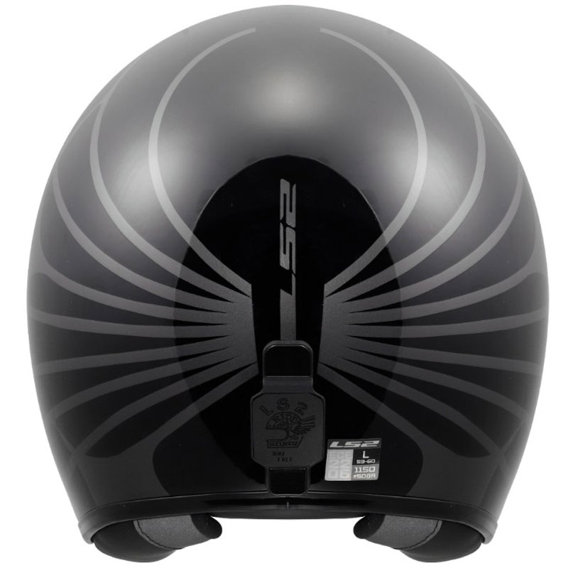 Casco da moto jet LS2 OF601 Bob II Cosmic nero-grigio lucido