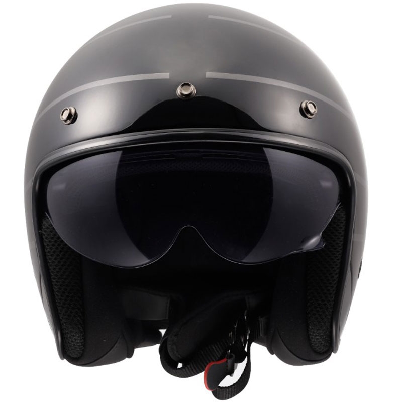Casco da moto jet LS2 OF601 Bob II Cosmic nero-grigio lucido