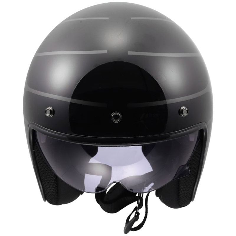 Casco da moto jet LS2 OF601 Bob II Cosmic nero-grigio lucido