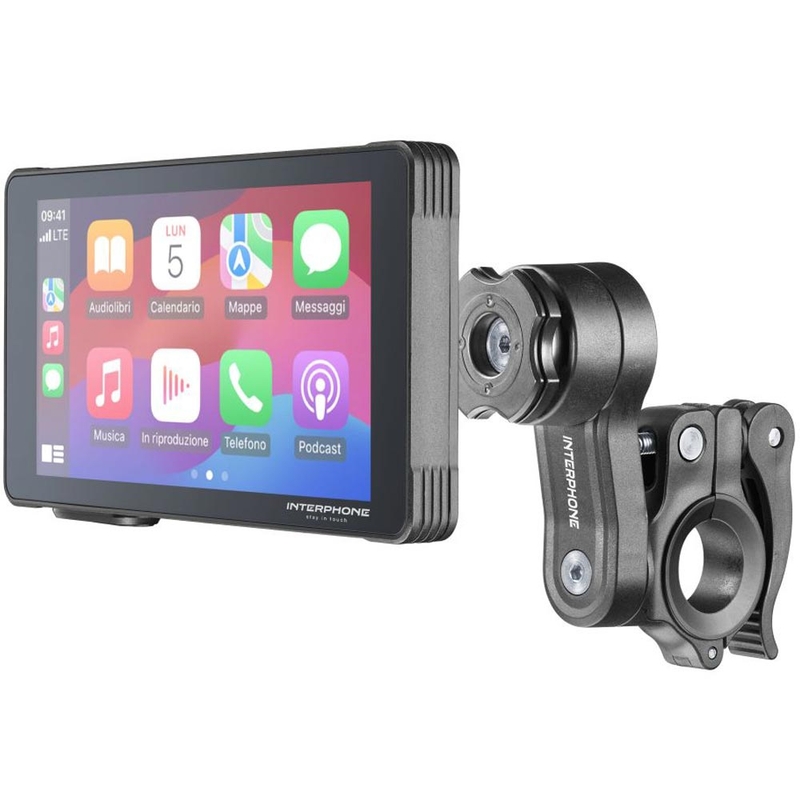 Schermo mirror per telefono da moto con vetro protettivo Interphone RideSync nero