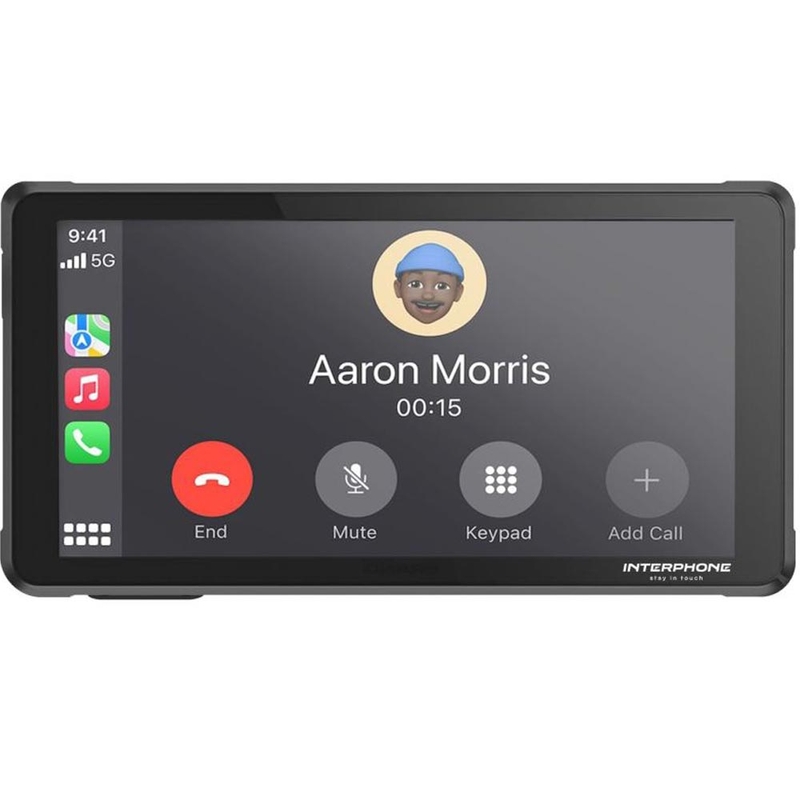 Schermo mirror per telefono da moto con vetro protettivo Interphone RideSync nero