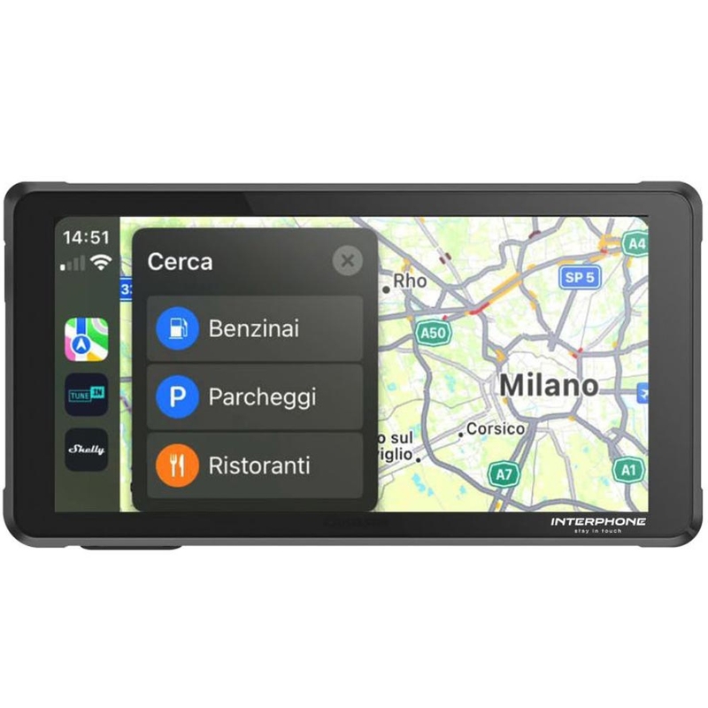 Schermo mirror per telefono da moto con vetro protettivo Interphone RideSync nero