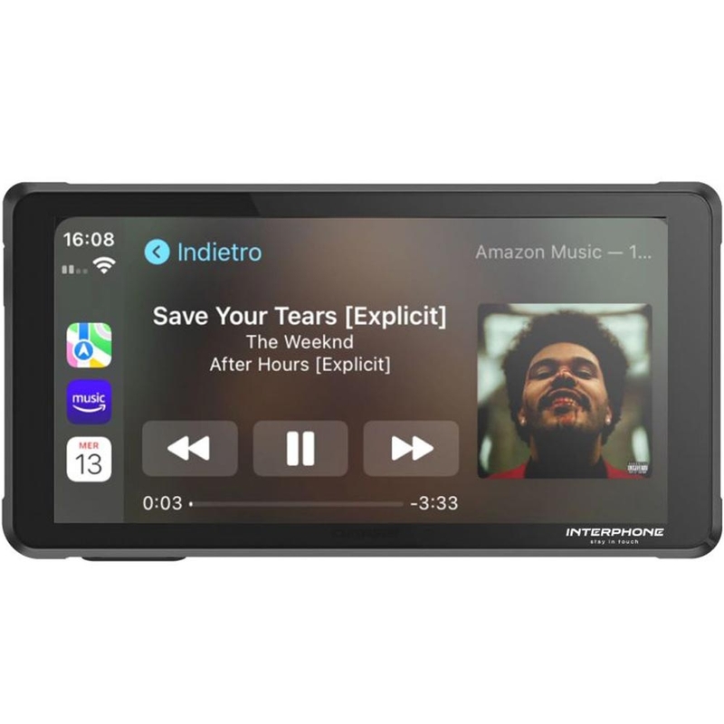 Schermo mirror per telefono da moto con vetro protettivo Interphone RideSync nero