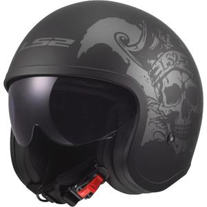 Casco da moto jet LS2 OF599 Spitfire II Willy nero opaco-grigio