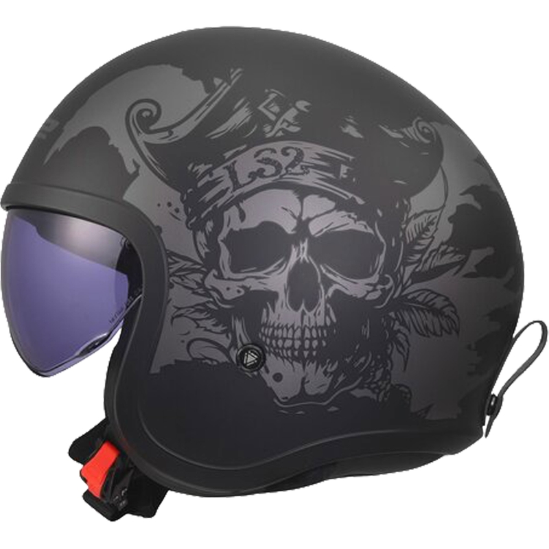 Casco da moto jet LS2 OF599 Spitfire II Willy nero opaco-grigio
