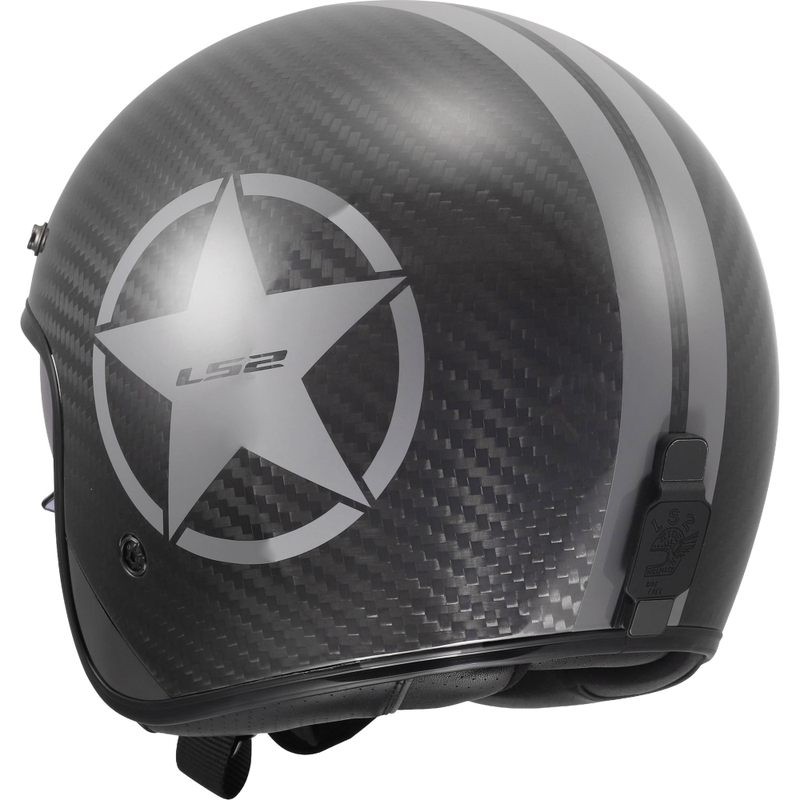 Casco moto jet LS2 OF601 Bob II Carbon Star grigio lucido