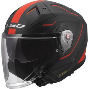 Casco da moto jet LS2 OF603 Infinity II Veyron nero opaco-grigio-rosso