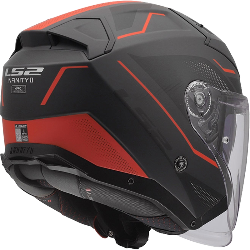 Casco da moto jet LS2 OF603 Infinity II Veyron nero opaco-grigio-rosso
