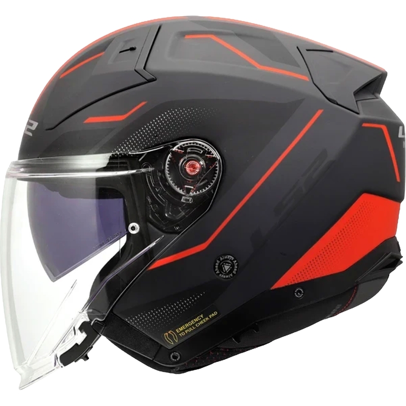 Casco da moto jet LS2 OF603 Infinity II Veyron nero opaco-grigio-rosso